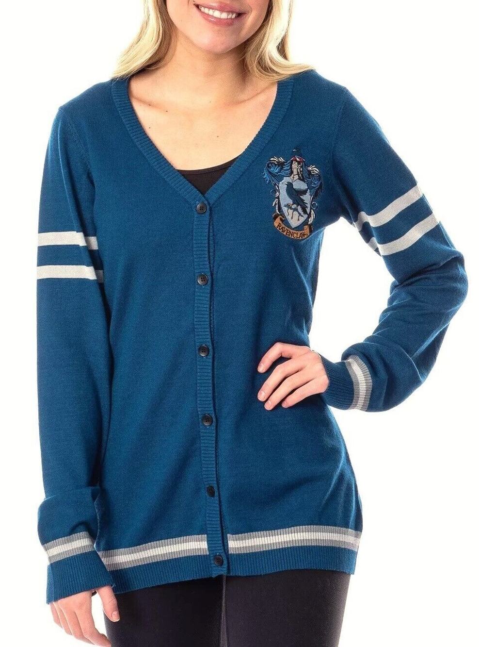 NEW Harry Potter Ravenclaw Sweater Cardigan Juniors‎ L Embroidered School Girl